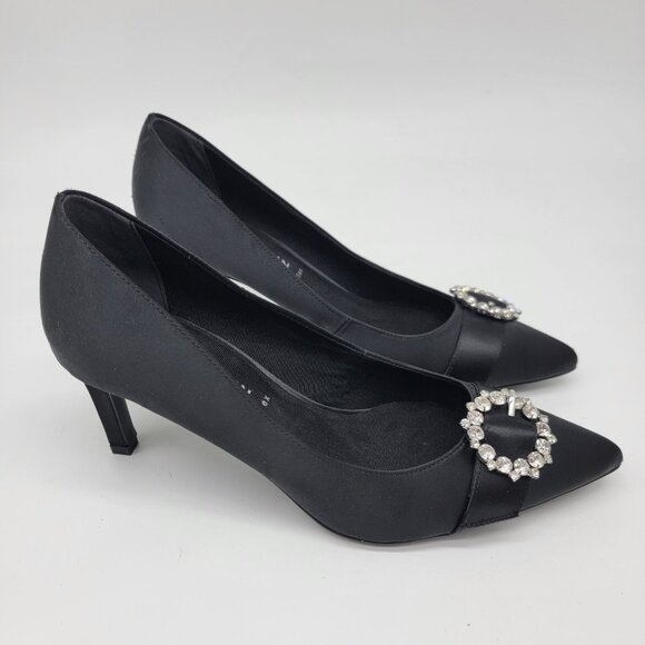 Anne Klein iflex Women's Black Heels Size 9.5 Akralee Rhinestones Party Formal - Picture 1 of 10